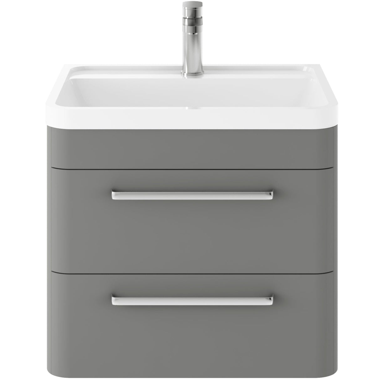 Hudson Reed Solar 600mm Wall Hung Vanity Unit & Basin, 2 Drawers Cool Grey SOL202