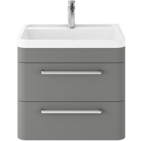 Hudson Reed Solar 600mm Wall Hung Vanity Unit & Basin, 2 Drawers Cool Grey SOL202