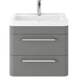 Hudson Reed Solar 600mm Wall Hung Vanity Unit & Basin, 2 Drawers Cool Grey SOL202A