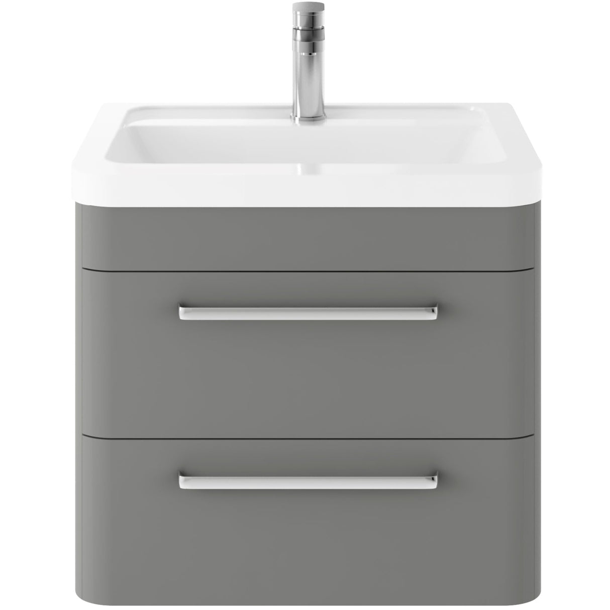 Hudson Reed Solar 600mm Wall Hung Vanity Unit & Basin, 2 Drawers Cool Grey SOL202A