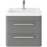 Hudson Reed Solar 600mm Wall Hung Vanity Unit & Basin, 2 Drawers Cool Grey SOL202A