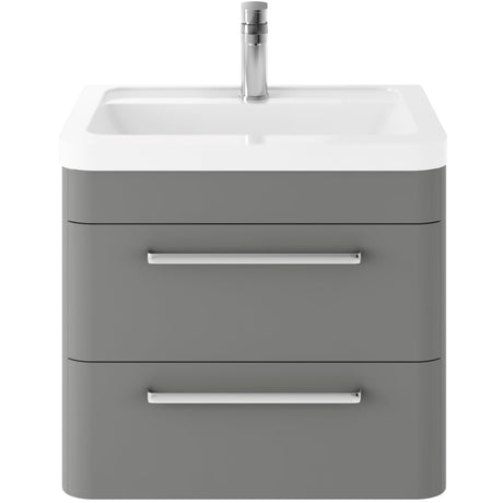 Hudson Reed Solar 600mm Wall Hung Vanity Unit & Basin, 2 Drawers Cool Grey SOL202A