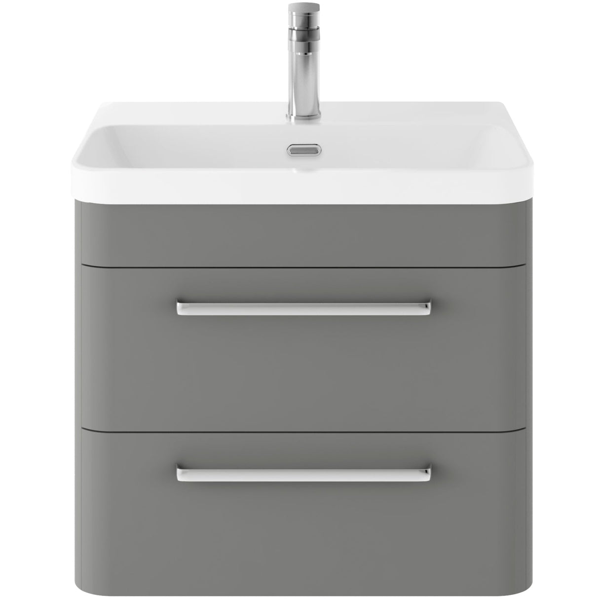Hudson Reed Solar 600mm Wall Hung Vanity Unit & Basin, 2 Drawers Cool Grey SOL202B