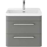 Hudson Reed Solar 600mm Wall Hung Vanity Unit & Basin, 2 Drawers Cool Grey SOL202B