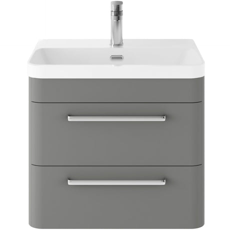 Hudson Reed Solar 600mm Wall Hung Vanity Unit & Basin, 2 Drawers Cool Grey SOL202B