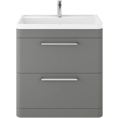 Hudson Reed Solar 800mm Floorstanding Vanity Unit & Basin, 2 Drawers Cool Grey SOL203