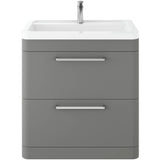 Hudson Reed Solar 800mm Floorstanding Vanity Unit & Basin, 2 Drawers Cool Grey SOL203A
