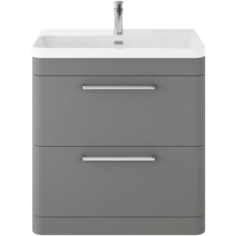 Hudson Reed Solar 800mm Floorstanding Vanity Unit & Basin, 2 Drawers Cool Grey SOL203B