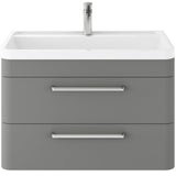 Hudson Reed Solar 800mm Wall Hung Vanity Unit & Basin, 2 Drawers Cool Grey SOL204