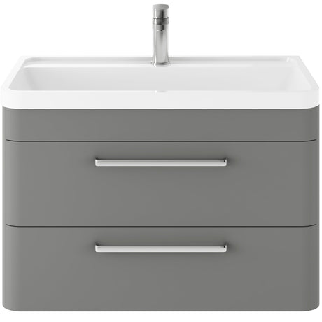 Hudson Reed Solar 800mm Wall Hung Vanity Unit & Basin, 2 Drawers Cool Grey SOL204