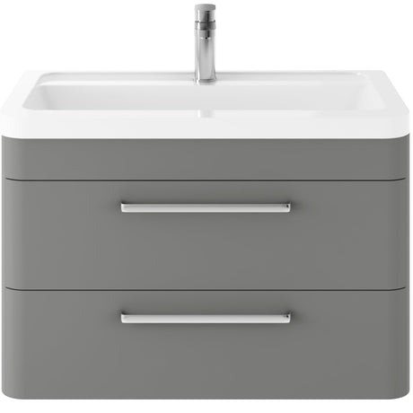 Hudson Reed Solar 800mm Wall Hung Vanity Unit & Basin, 2 Drawers Cool Grey SOL204A