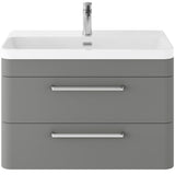 Hudson Reed Solar 800mm Wall Hung Vanity Unit & Basin, 2 Drawers Cool Grey SOL204B