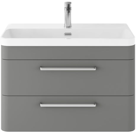 Hudson Reed Solar 800mm Wall Hung Vanity Unit & Basin, 2 Drawers Cool Grey SOL204B