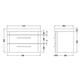 Hudson Reed Solar 800mm Wall Hung Vanity Unit & Basin, 2 Drawers Cool Grey SOL204B LD