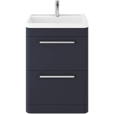 Hudson Reed Solar 600mm Floorstanding Vanity Unit & Basin, 2 Drawers Indigo Blue SOL301