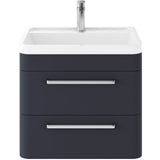 Hudson Reed Solar 600mm Wall Hung Vanity Unit & Basin, 2 Drawers Indigo Blue SOL302