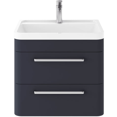 Hudson Reed Solar 600mm Wall Hung Vanity Unit & Basin, 2 Drawers Indigo Blue SOL302