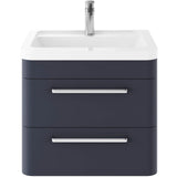 Hudson Reed Solar 600mm Wall Hung Vanity Unit & Basin, 2 Drawers Indigo Blue SOL302A