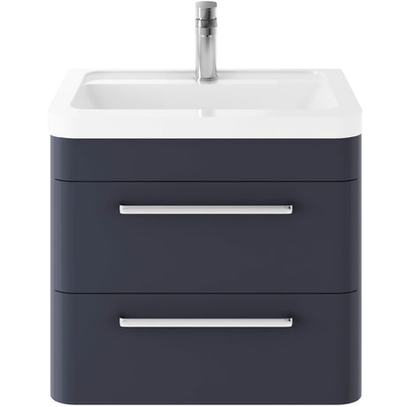 Hudson Reed Solar 600mm Wall Hung Vanity Unit & Basin, 2 Drawers Indigo Blue SOL302A
