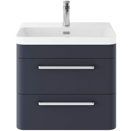 Hudson Reed Solar 600mm Wall Hung Vanity Unit & Basin, 2 Drawers Indigo Blue SOL302B