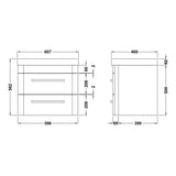Hudson Reed Solar 600mm Wall Hung Vanity Unit & Basin, 2 Drawers Indigo Blue SOL302B LD