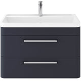 Hudson Reed Solar 800mm Wall Hung Vanity Unit & Basin, 2 Drawers Indigo Blue SOL304