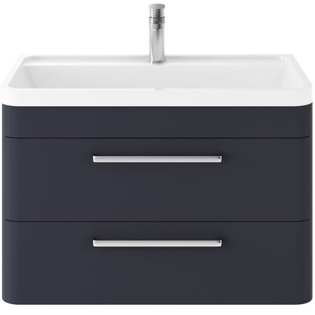 Hudson Reed Solar 800mm Wall Hung Vanity Unit & Basin, 2 Drawers Indigo Blue SOL304
