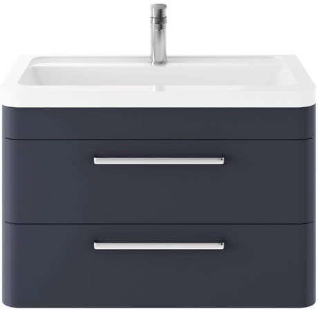 Hudson Reed Solar 800mm Wall Hung Vanity Unit & Basin, 2 Drawers Indigo Blue SOL304A