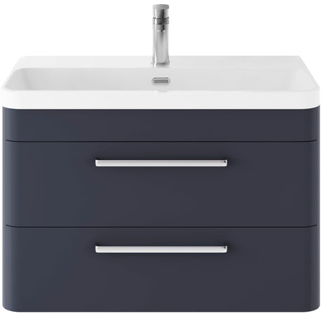 Hudson Reed Solar 800mm Wall Hung Vanity Unit & Basin, 2 Drawers Indigo Blue SOL304B