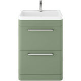 Hudson Reed Solar 600mm Floorstanding Vanity Unit & Basin, 2 Drawers Fern Green SOL801