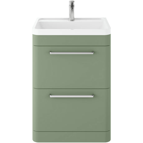 Hudson Reed Solar 600mm Floorstanding Vanity Unit & Basin, 2 Drawers Fern Green SOL801
