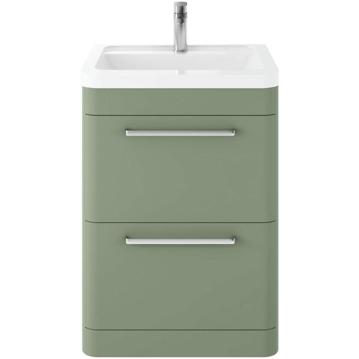Hudson Reed Solar 600mm Floorstanding Vanity Unit & Basin, 2 Drawers Fern Green SOL801A