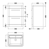 Hudson Reed Solar 600mm Floorstanding Vanity Unit & Basin, 2 Drawers Fern Green SOL801A LD