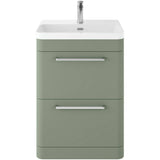 Hudson Reed Solar 600mm Floorstanding Vanity Unit & Basin, 2 Drawers Fern Green SOL801B