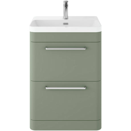 Hudson Reed Solar 600mm Floorstanding Vanity Unit & Basin, 2 Drawers Fern Green SOL801B