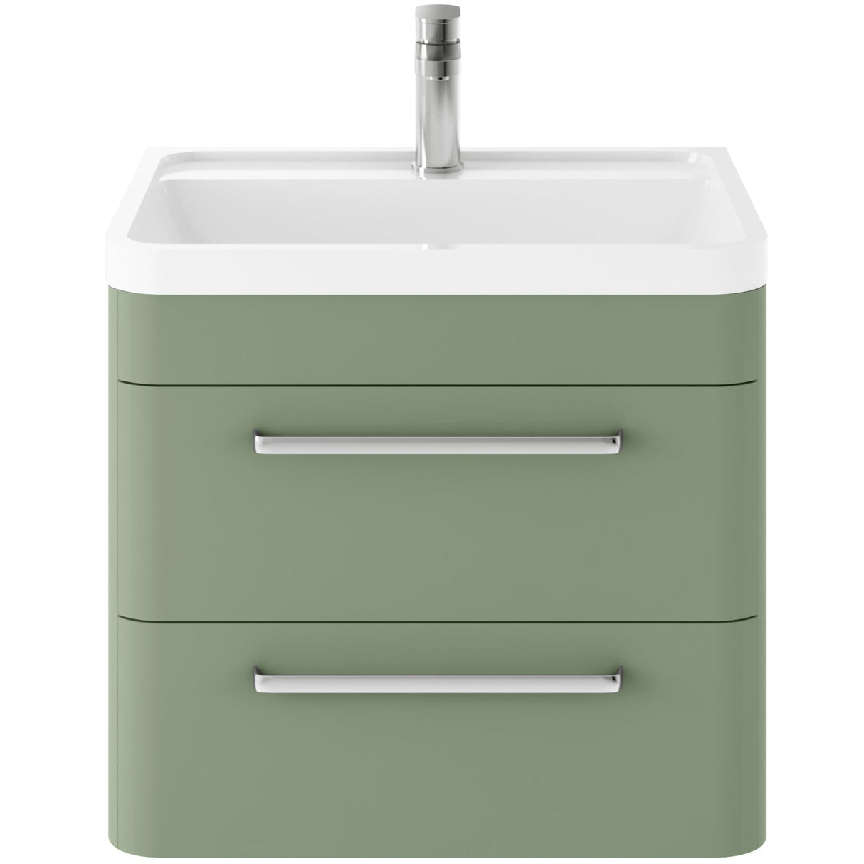 Hudson Reed Solar 600mm Wall Hung Vanity Unit & Basin, 2 Drawers Fern Green SOL802