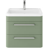 Hudson Reed Solar 600mm Wall Hung Vanity Unit & Basin, 2 Drawers Fern Green SOL802