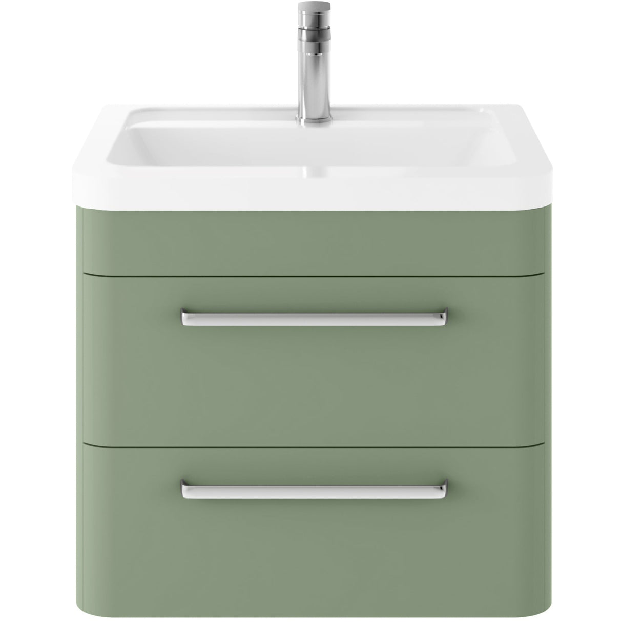 Hudson Reed Solar 600mm Wall Hung Vanity Unit & Basin, 2 Drawers Fern Green SOL802A