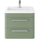 Hudson Reed Solar 600mm Wall Hung Vanity Unit & Basin, 2 Drawers Fern Green SOL802A