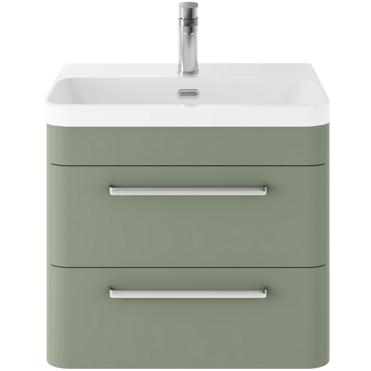 Hudson Reed Solar 600mm Wall Hung Vanity Unit & Basin, 2 Drawers Fern Green SOL802B
