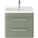 Hudson Reed Solar 600mm Wall Hung Vanity Unit & Basin, 2 Drawers Fern Green SOL802B