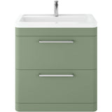 Hudson Reed Solar 800mm Floorstanding Vanity Unit & Basin, 2 Drawers Fern Green SOL803A