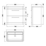 Hudson Reed Solar 800mm Floorstanding Vanity Unit & Basin, 2 Drawers Fern Green SOL803A LD