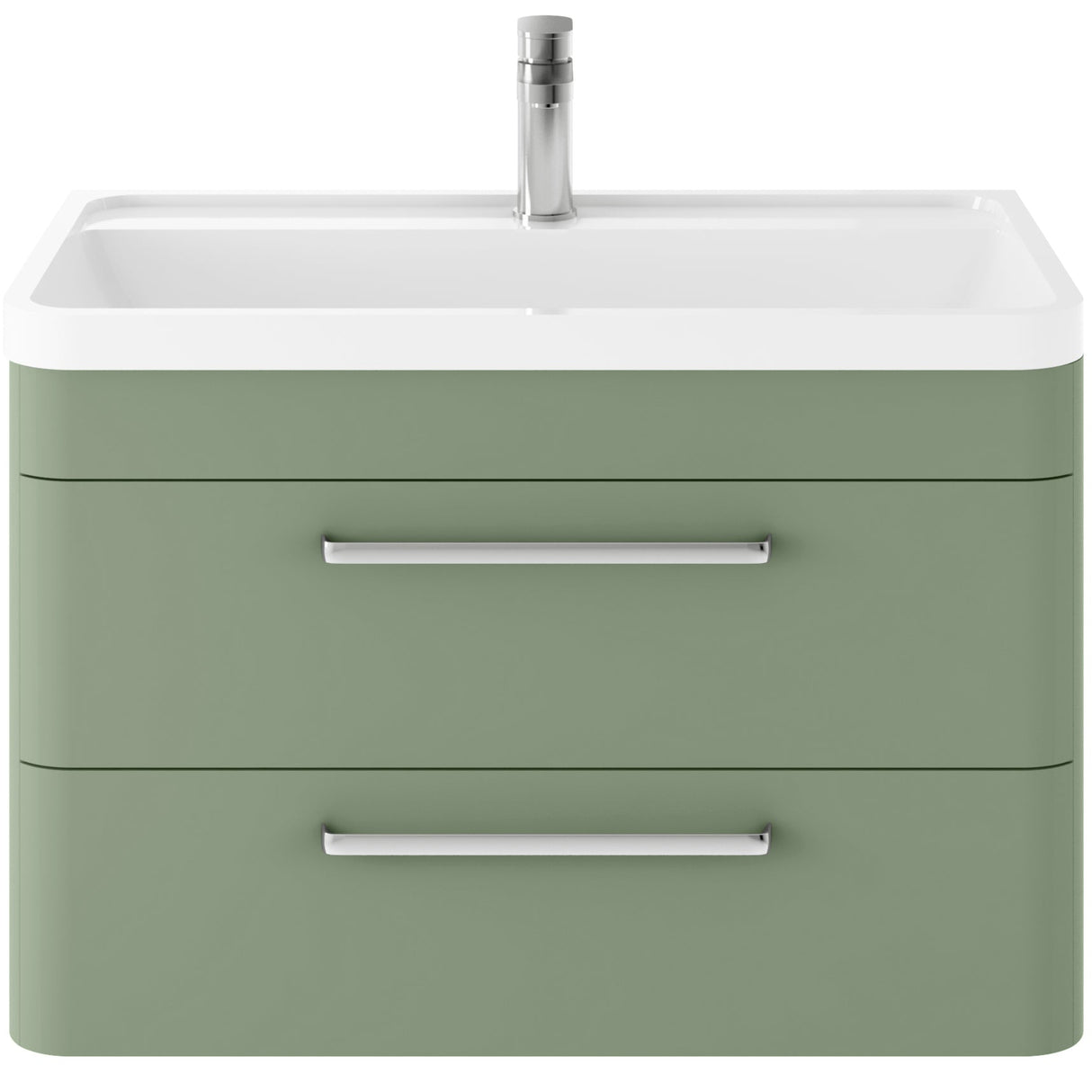 Hudson Reed Solar 800mm Wall Hung Vanity Unit & Basin, 2 Drawers Fern Green SOL804