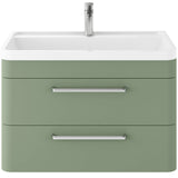 Hudson Reed Solar 800mm Wall Hung Vanity Unit & Basin, 2 Drawers Fern Green SOL804