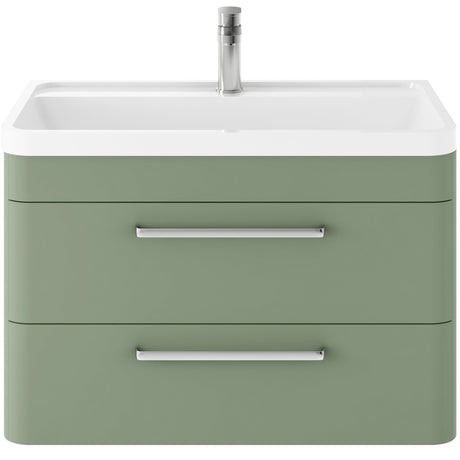 Hudson Reed Solar 800mm Wall Hung Vanity Unit & Basin, 2 Drawers Fern Green SOL804