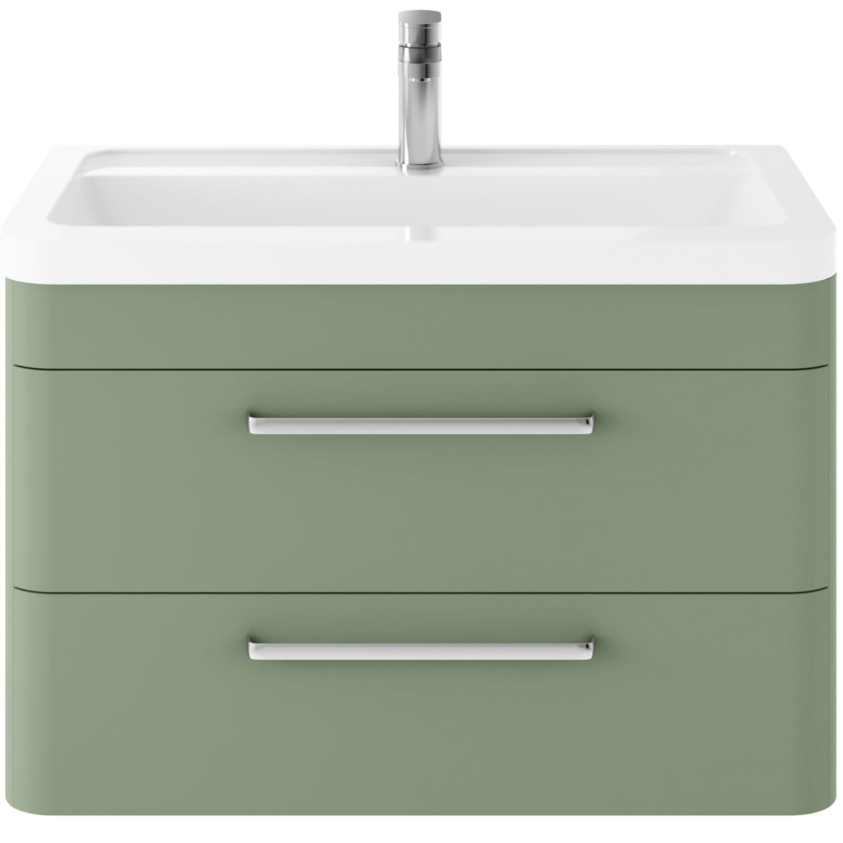 Hudson Reed Solar 800mm Wall Hung Vanity Unit & Basin, 2 Drawers Fern Green SOL804A