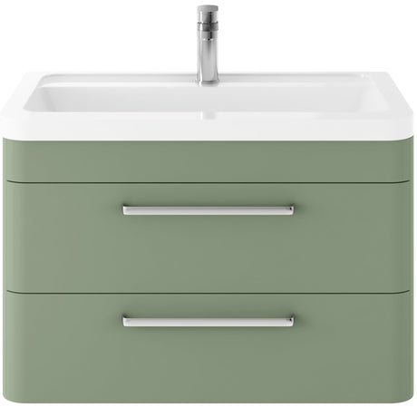 Hudson Reed Solar 800mm Wall Hung Vanity Unit & Basin, 2 Drawers Fern Green SOL804A