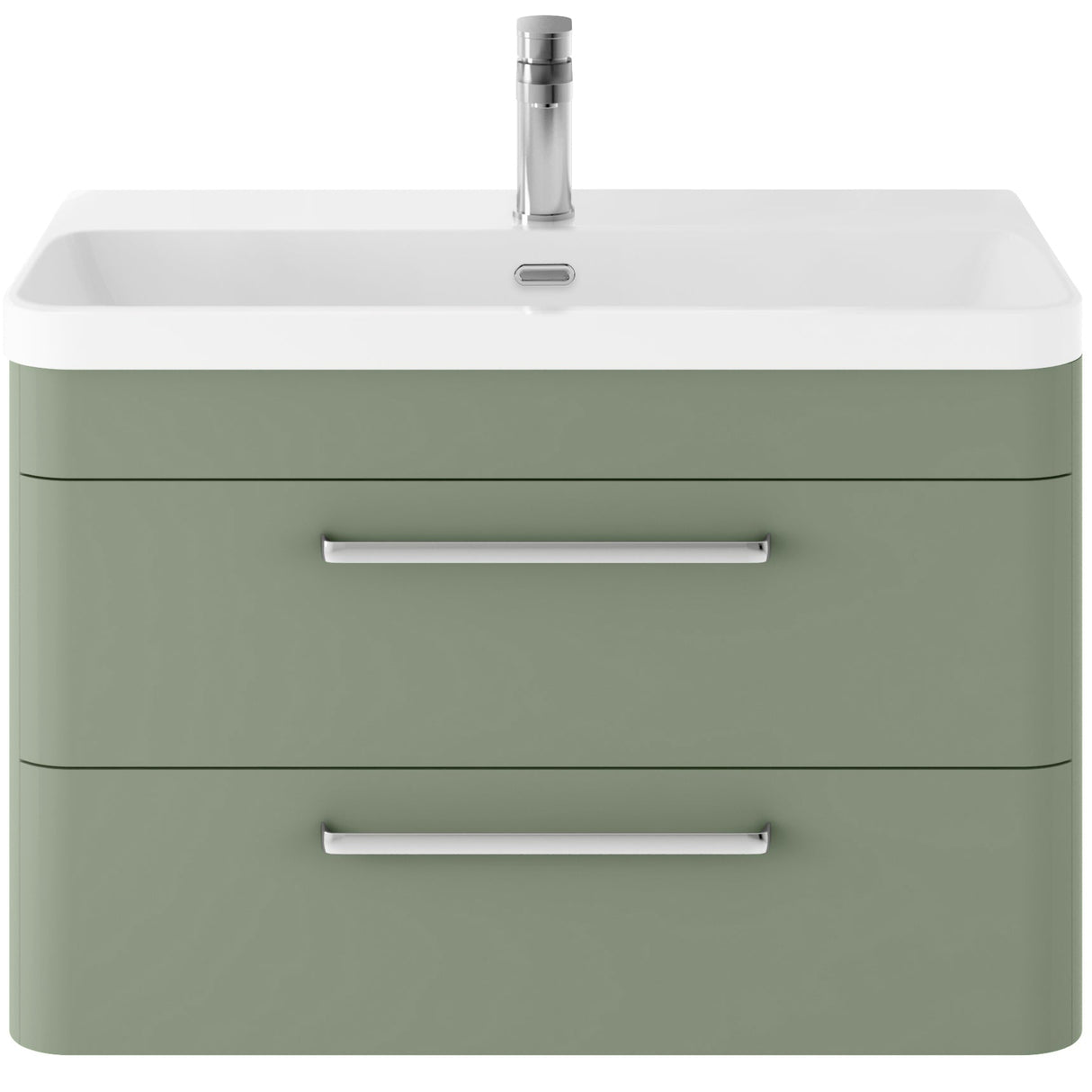 Hudson Reed Solar 800mm Wall Hung Vanity Unit & Basin, 2 Drawers Fern Green SOL804B