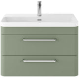Hudson Reed Solar 800mm Wall Hung Vanity Unit & Basin, 2 Drawers Fern Green SOL804B